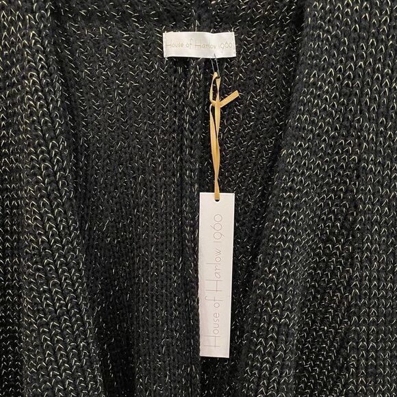 NWT House of Harlow 1960 Black Oversized Knit Shrug - Picture 4 of 7